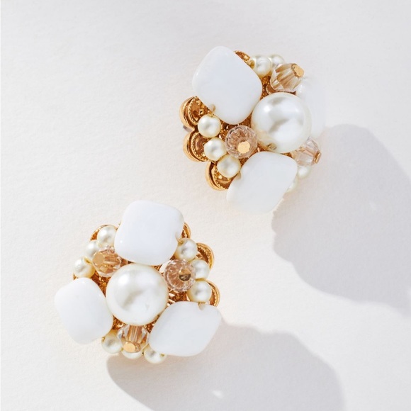 Anthropologie Jewelry - Anthropologie Mixed Crystal and Pearl Earrings